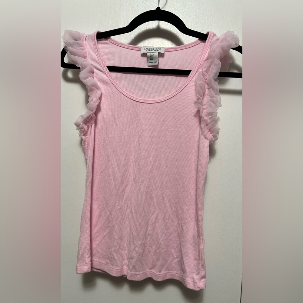 Rachel Zoe Light Pink Ruffled Tank Top Size Small